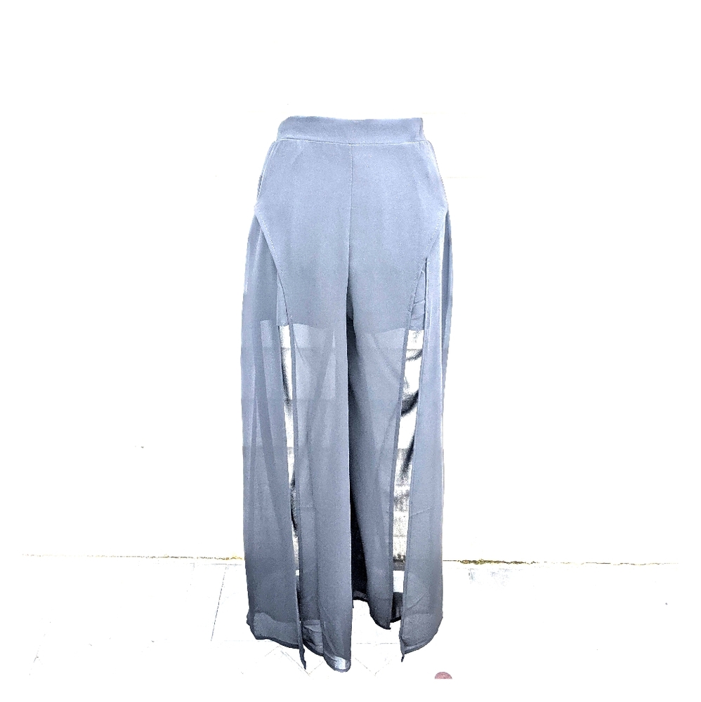 Sheer open front pants with shorts underneath